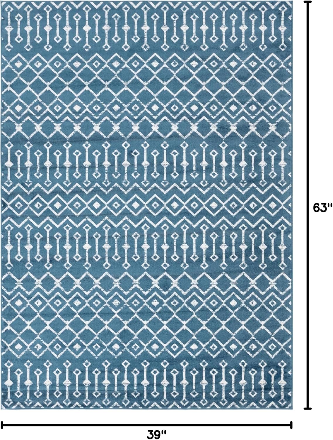 Unique Loom Moroccan Trellis Collection Area Rug - Mamounia (3' 3" x 5' 3" Rectangle Blue/Ivory)