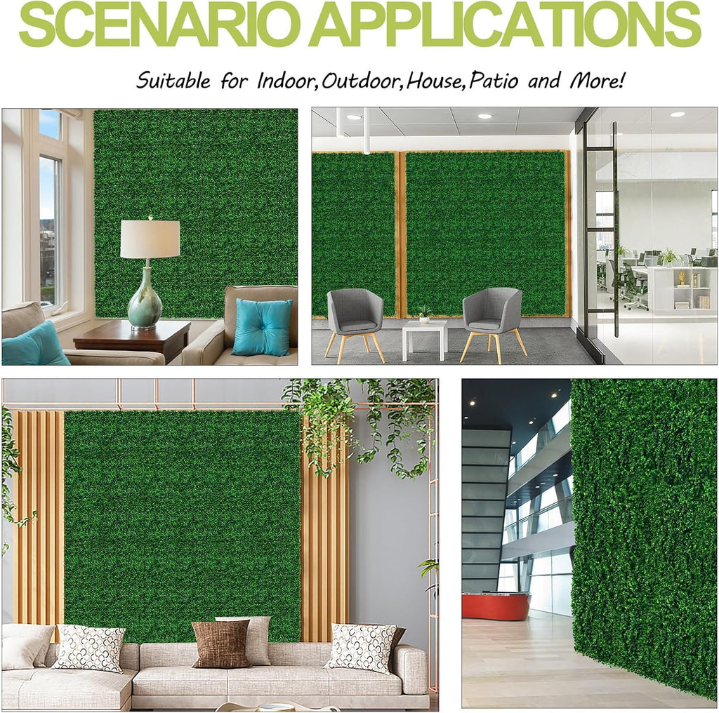 AOKIIE 10"x10" Artificial Grass Wall 24Pcs UV-Anti Boxwood for Outdoor