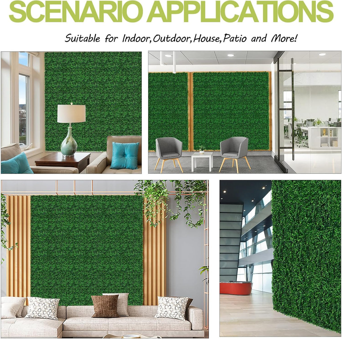 AOKIIE 10"x10" Artificial Grass Wall 24Pcs UV-Anti Boxwood for Outdoor