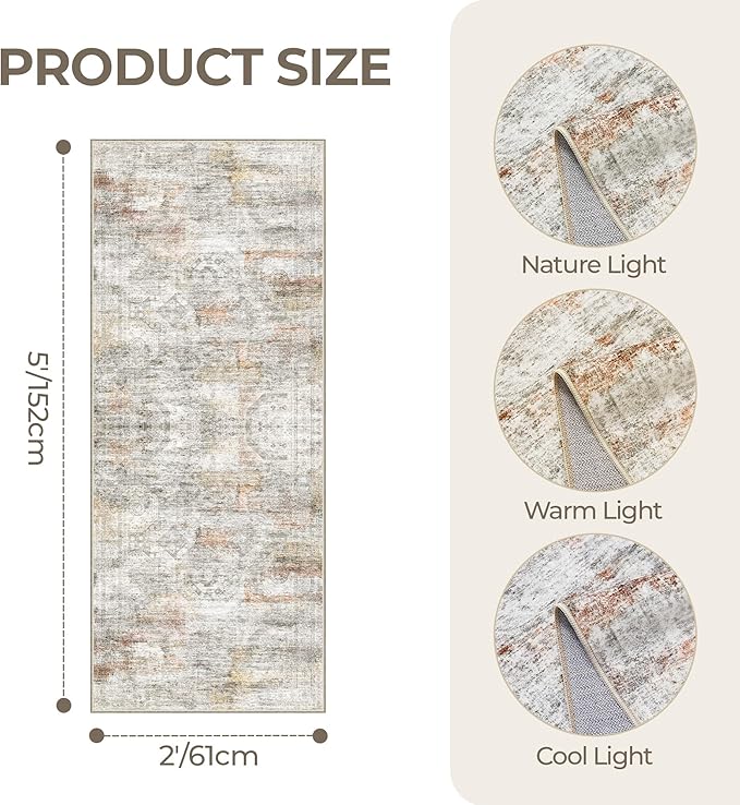 2x5 Rug Runner Washable for Entryway, Soft Bathroom Rugs - Image 2
