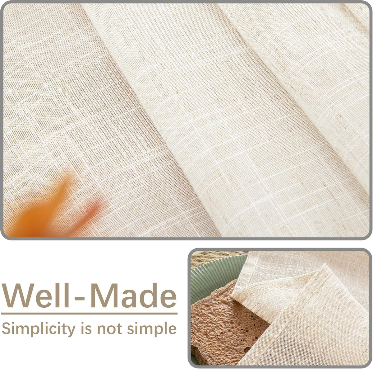 Natural Linen Textured Rectangle Tablecloth, Slubby Lightweight Table Cloth 52 x 108 Inch, Water Resistant Stain Resistant Farmhouse Burlap Table Cover for Kitchen Dining Room