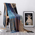 Boho Chair Cover Colorful Chenille Tassels Hippie Throw Blanket for Couch Bed Sofa Recliner Loveseat, Blanket for Bohemian Living Room Decor Purple(60"*75")
