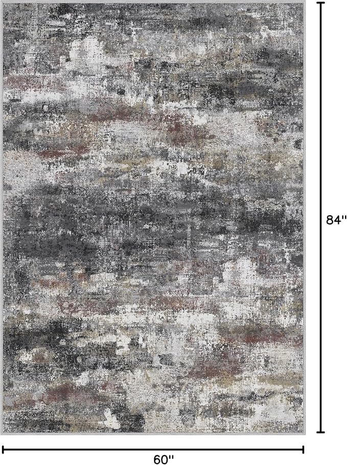 Area Rugs 5x7 for Living Room Bedroom, Modern Abstract Machine Washable Soft - Image 2