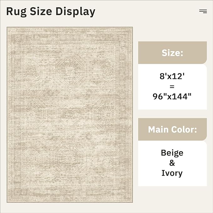 Washable Area Rug 8x12, Large Soft Rugs - Image 5