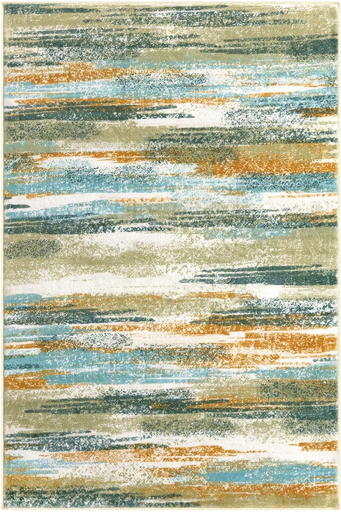 Lansny Modern Abstract 5x7 Machine Washable Area Rug Non-Slip Soft Bedroom - Image 9