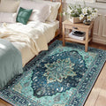 Area Rugs 3'x5' Washable Non-Slip, Floral Vintage Distress Print Pattern by RELEANY
