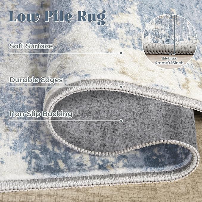 2x7 Runner Rug for Hallway, Washable Modern Abstract Runner Rugs Neutral Soft - Image 7