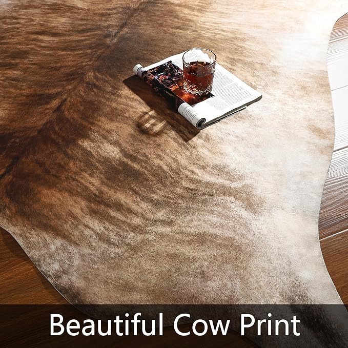 AROGAN Western Decor Faux Fur Cowhide Rug, 6.2 x 5.2 Feet Premium Animal Skin - Image 4