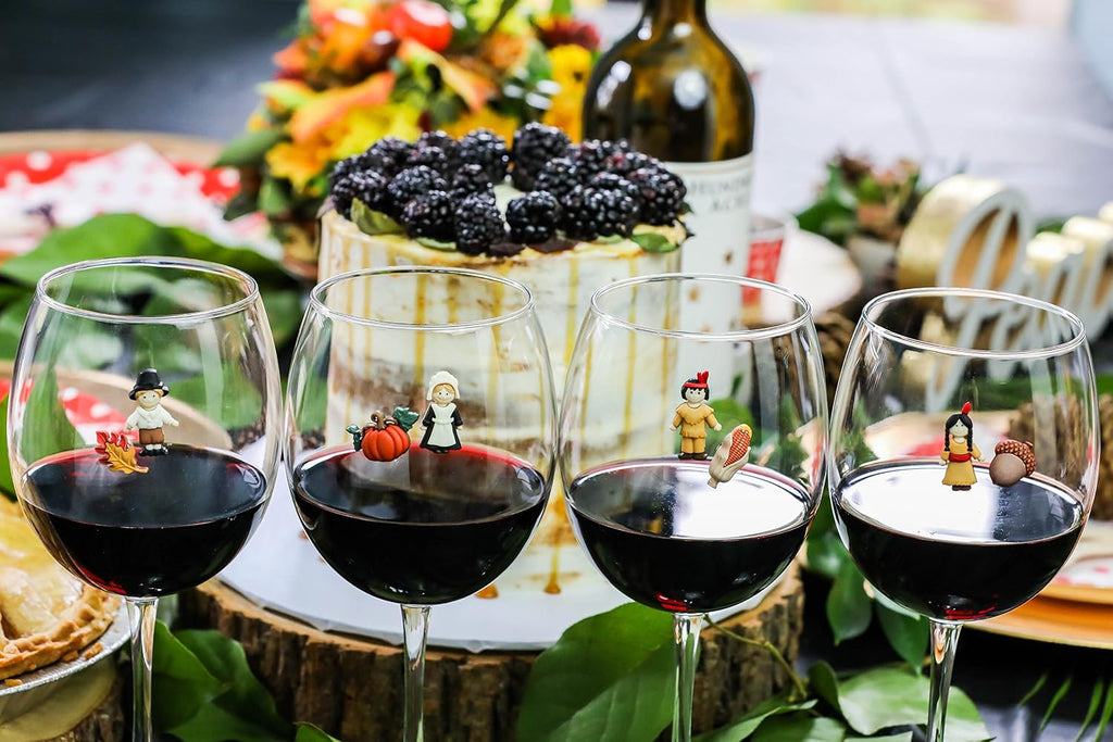 Simply Charmed Thanksgiving Magnetic Wine Glass Charms - Set of 12 Drink Markers