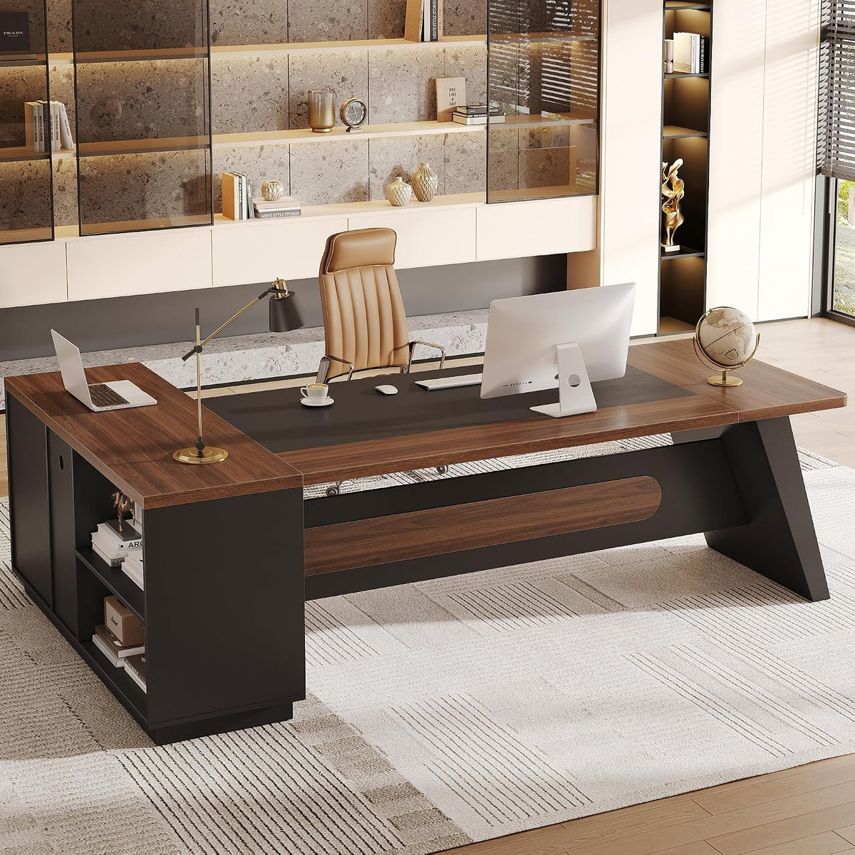 Jocoevol 78.7" L-Shaped Executive Desk, Extra Large Home Office Desk