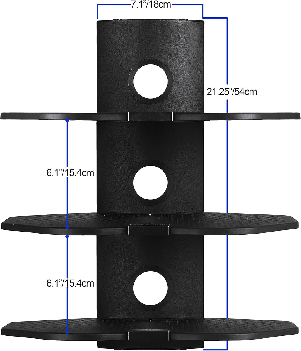 Cheetah TV Wall Mount 3 Shelf Bracket, with 15ft HDMI Cable, Three 18x16-Inch Black Components Shelves Under TV for Cable Box, Blu Ray Player, Stereo AV, AS3B