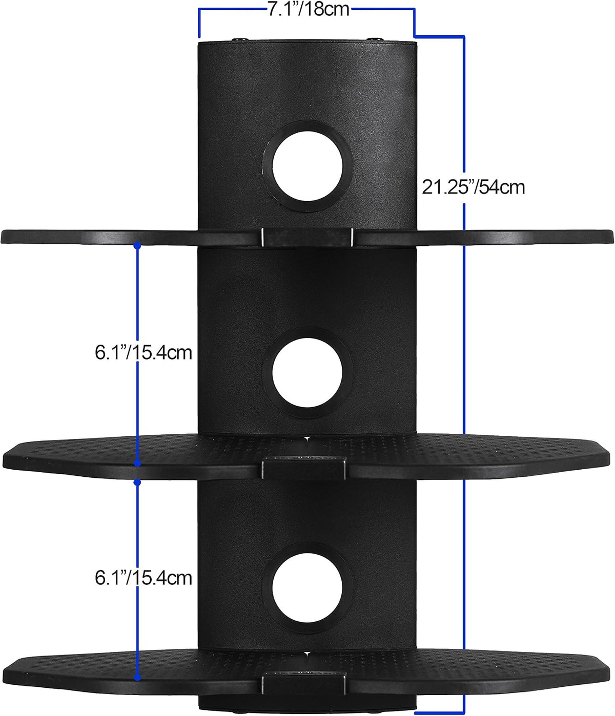 Cheetah TV Wall Mount 3 Shelf Bracket, with 15ft HDMI Cable, Three 18x16-Inch Black Components Shelves Under TV for Cable Box, Blu Ray Player, Stereo AV, AS3B