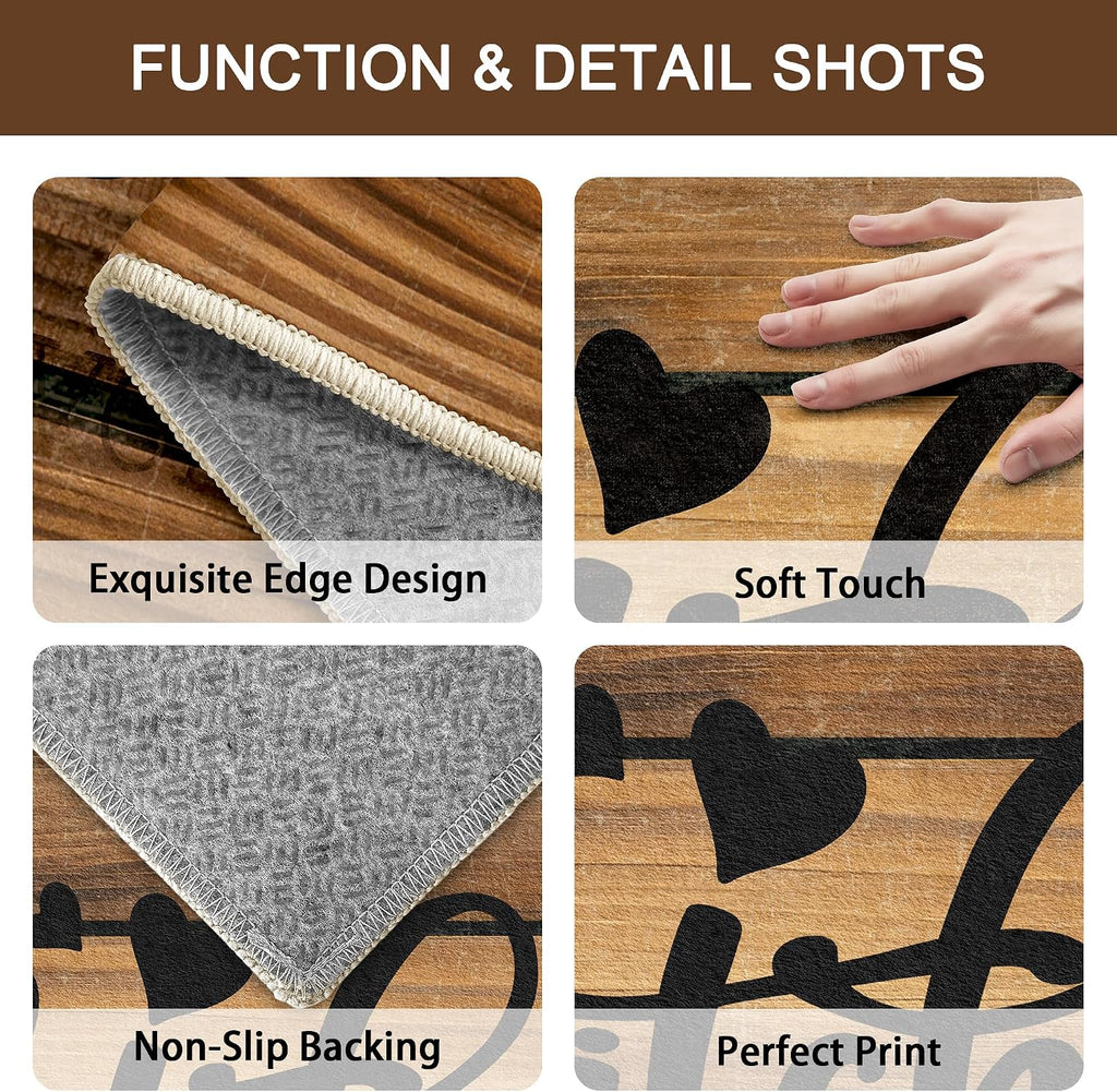 Non Slip Kitchen Mats for Floor Washable Kitchen Rugs Sets of 3, Brown