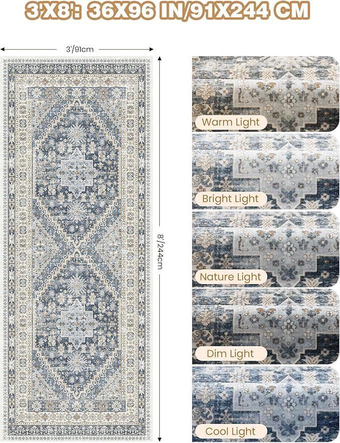 3x8 Runner Rug Non Slip Washable - Image 2