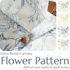 jinchan Floral Curtains 96 Inches Long Blue Flower Linen Farmhouse Curtain - Image 4