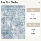 3x5 Rug, Small Area for Kitchen, Machine Washable Non-Slip Throw Rug, Vintage - Image 5