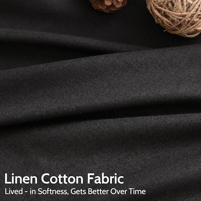 Vintage Black Linen Curtains 63 Inch Length - Image 4