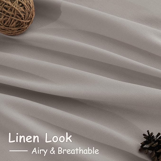 Nanspring Stone Grey Linen Curtains 90 Inches Long - Image 4