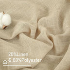 LAMIT Small Window Linen Curtains 45 Inches Long, Semi Sheer Light Filtering - Image 2