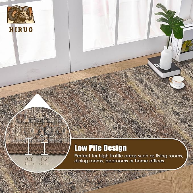 Washable Area Rug 2'6'' x 8' Vintage Traditional Persian Mat - Image 5