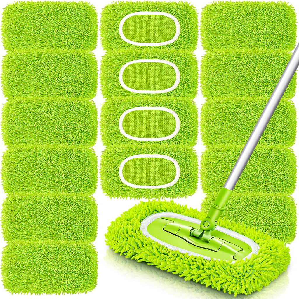 Unoutur Reusable Dry Sweeping Cloths Microfiber Wet Mop Pads Compatible with Swiffer Sweeper Mop Replacement Sweeping Mopping pad Refills for Hardwood Surface Floor Cleaning (16PCS)