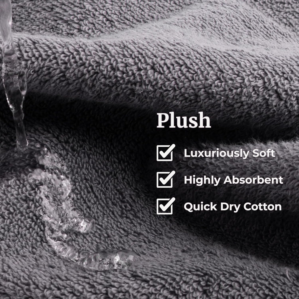 Bedford Home Bathroom Towels Set, Bathroom Accessories, Silver, Set of 6