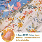 MSGKV Boho Throw Blanket for Couch Chair 100% Cotton Floral Blanket 50"x60" - Image 3