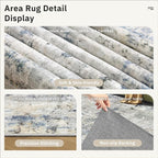 Abstract Rug 5x7 Machine Washable Area Indoor Blue Yellow Low Pile Non-Slip - Image 6