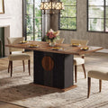 Tribesigns 55" Rectangular Dining Table for 4 to 6 People, Farmhouse Wood Dinner Table for Kitchen, Dining Room & Living Room (Rustic Brown & Black)