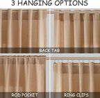 Nanspring Camel Linen Semi Sheer Curtains 72 Inches Long 2 Panels Set - Image 2