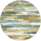 Lansny Modern Abstract Round Rug 5Ft, Soft Circular Dining Room Rug Thin Print - Image 9