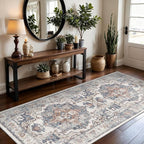 Washable 3x7 Hallway Runner Rug: Vintage 7ft Water-Resistant Soft Runner Rug by HYHAOYUNLAI