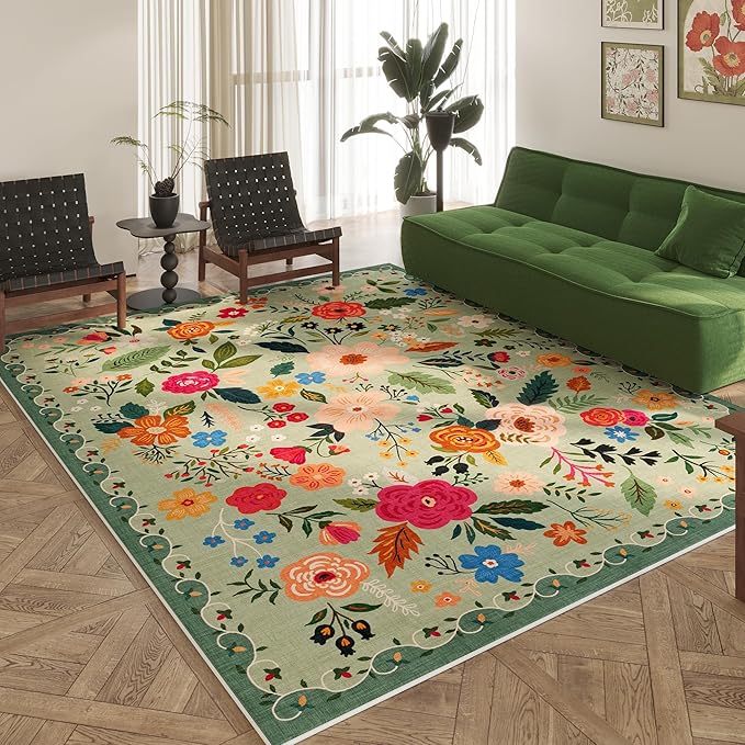 Rugcomf Living Room Rug 6x9 Rug Machine Washable Boho Area Rug Non Slip Floral - Image 7