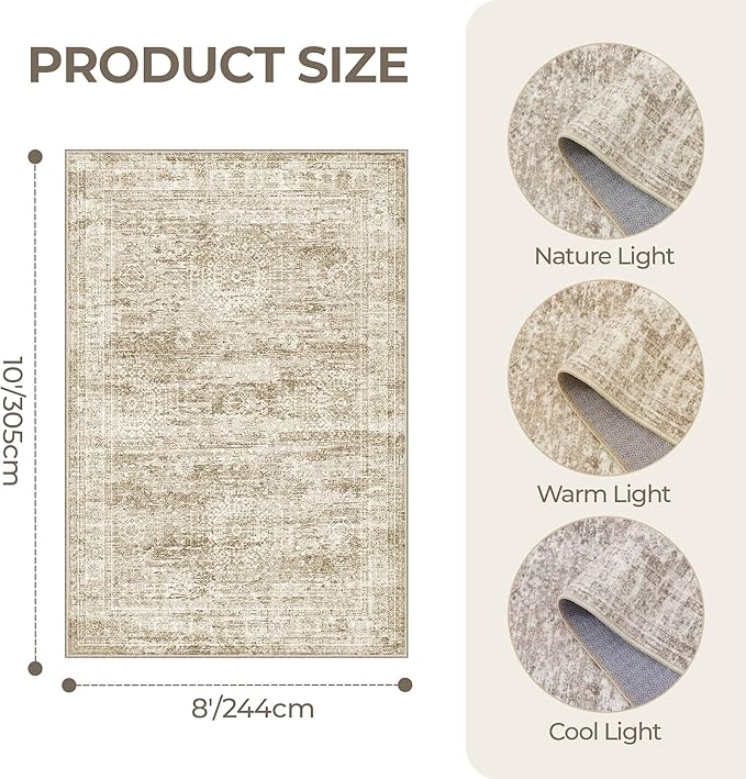 8x10 Area Rugs for Living Room, Non-Slip Backing Large Washable Rug for Nursery - Image 2