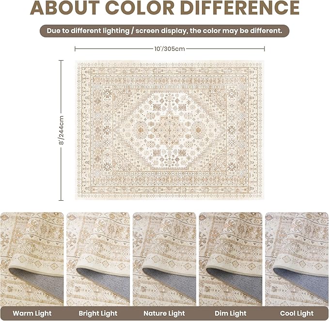zesthome 8x10 Area Rugs for Living Room, Non-Slip Backing Washable Rugs - Image 2