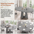 Extendable Dining Table, Round Kitchen Dining Room Dinner Table with for 4 6 8 People, Space Saving Modern Oval Expandale Furniture with Storage and Pedestal for Kitchen Living Room (Grey)