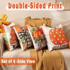 multiwins Fall Pillow Covers Pumpkin Polka Dot 20x20 4Pcs Double-Sided