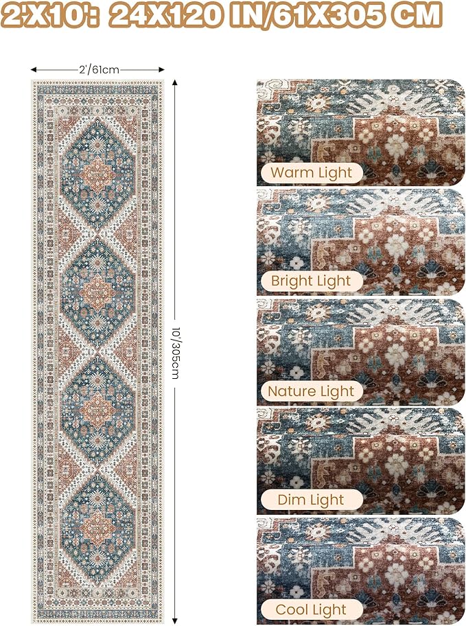 Runner Rug 2x10, Ultra-Thin Kitchen Rugs Non Slip Washable Rugs - Image 2