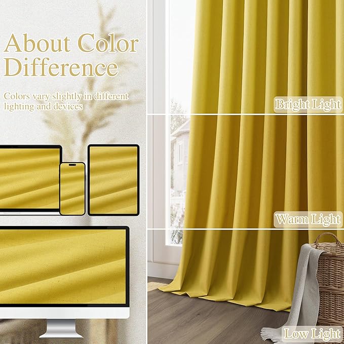 Guken 100% Blackout Curtains 84 Inch Length 2 Panels Set - Image 7