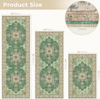 3 Piece Kitchen Rugs Sets with Runner, Washable Non Slip Soft Boho Kitchen Mats, Low Pile Stain Resistant Carpet for Hallway, Laundry Room, Entryway, Home Decor(20"x32"+20"x48"+20"x59", Green Beige)