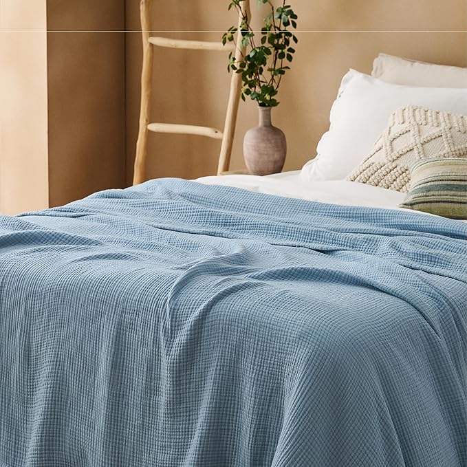 Bedsure 100% Cotton Muslin Blanket King Size - Image 8