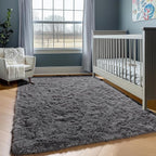 ONASAR Grey Area Rugs for Living Room, 5x8 Gray Fluffy Shag Bedroom Rug - Image 7