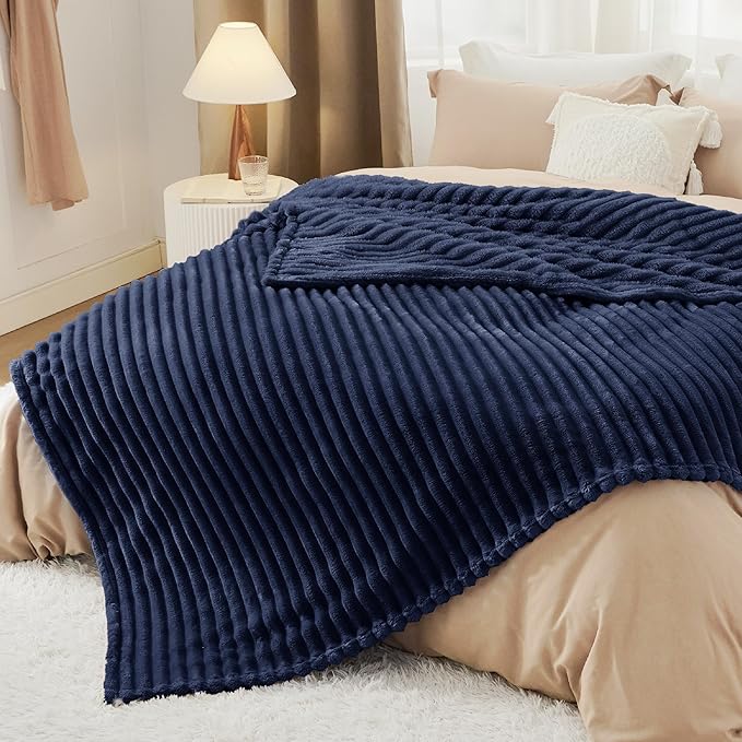 Bedsure GentleSoft Navy Blue California King Size Blanket - Image 6