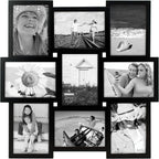 Malden International Designs 5 x 7 9-Opening Dimensional Collage Photo Wall Frame, Black