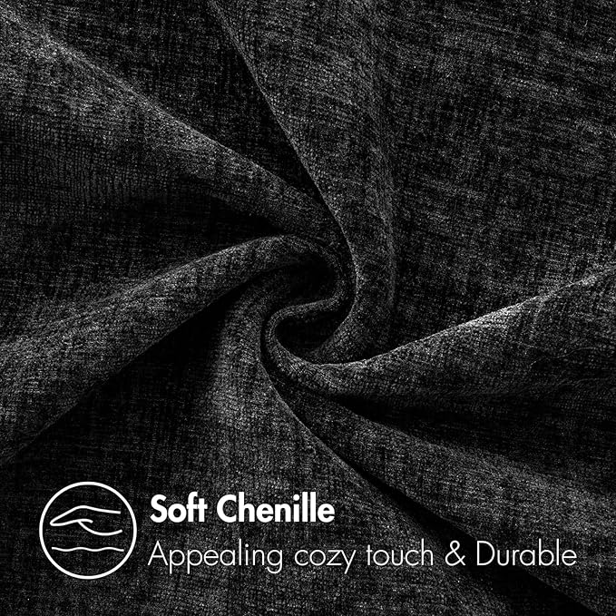 MIULEE Pack of 2 Black Throw Pillow Covers 16x16 Inch Soft Chenille Pillow - Image 2