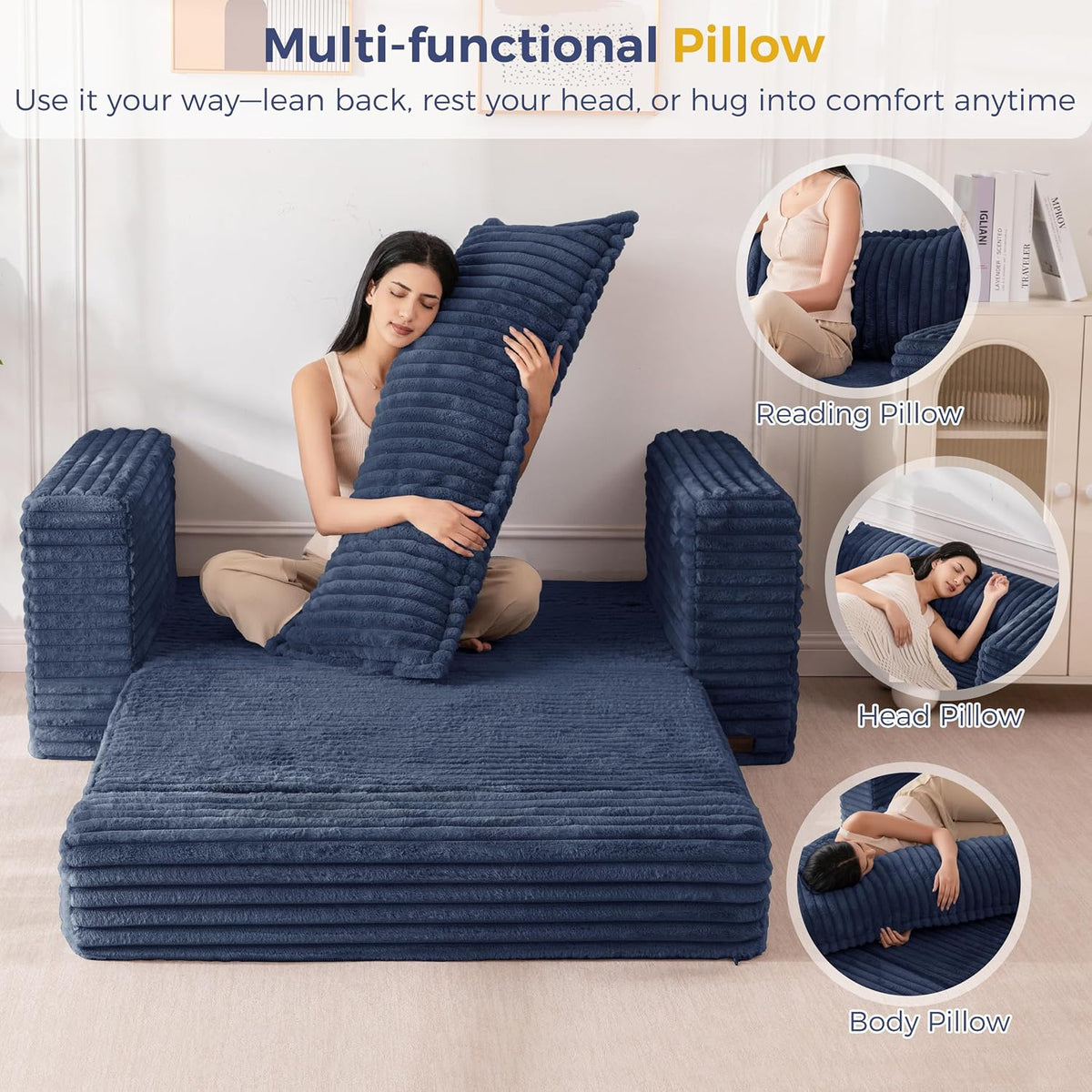 MAXYOYO Convertible Sofa Bed, Pull-Out Loveseat Couch Bed for Small Space