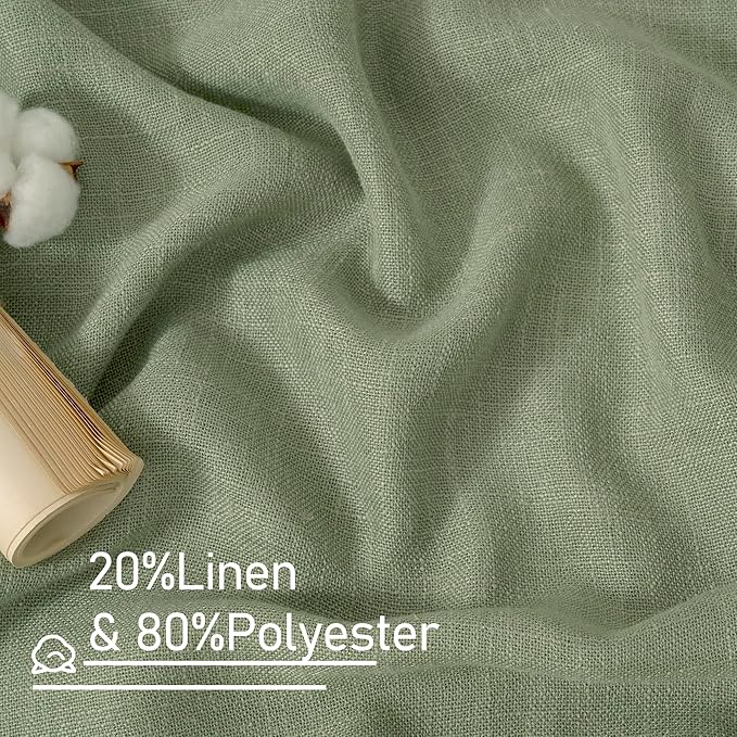 LAMIT 60 Inch Length Window Linen Curtains, Light Filtering Panels Back Tab and - Image 2