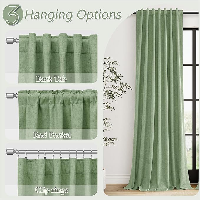Guken 100% Blackout Linen Curtains 102 Inch Length 2 Panels Set - Image 6