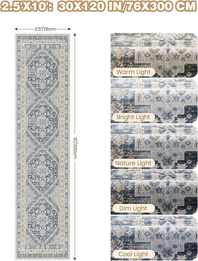 Kitchen Runner Rug Non Slip Washable 2.5x10, Soft Ultra-Thin Entryway Rug - Image 2