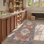 Washable Area Rug 2'6'' x 8' Vintage Traditional Persian Mat - Image 2